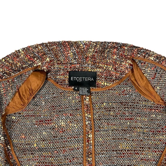 VINTAGE ETCETERA Brown Orange Speckled Tweed Blazer Jacket Women's Size 4 - Picture 14 of 16